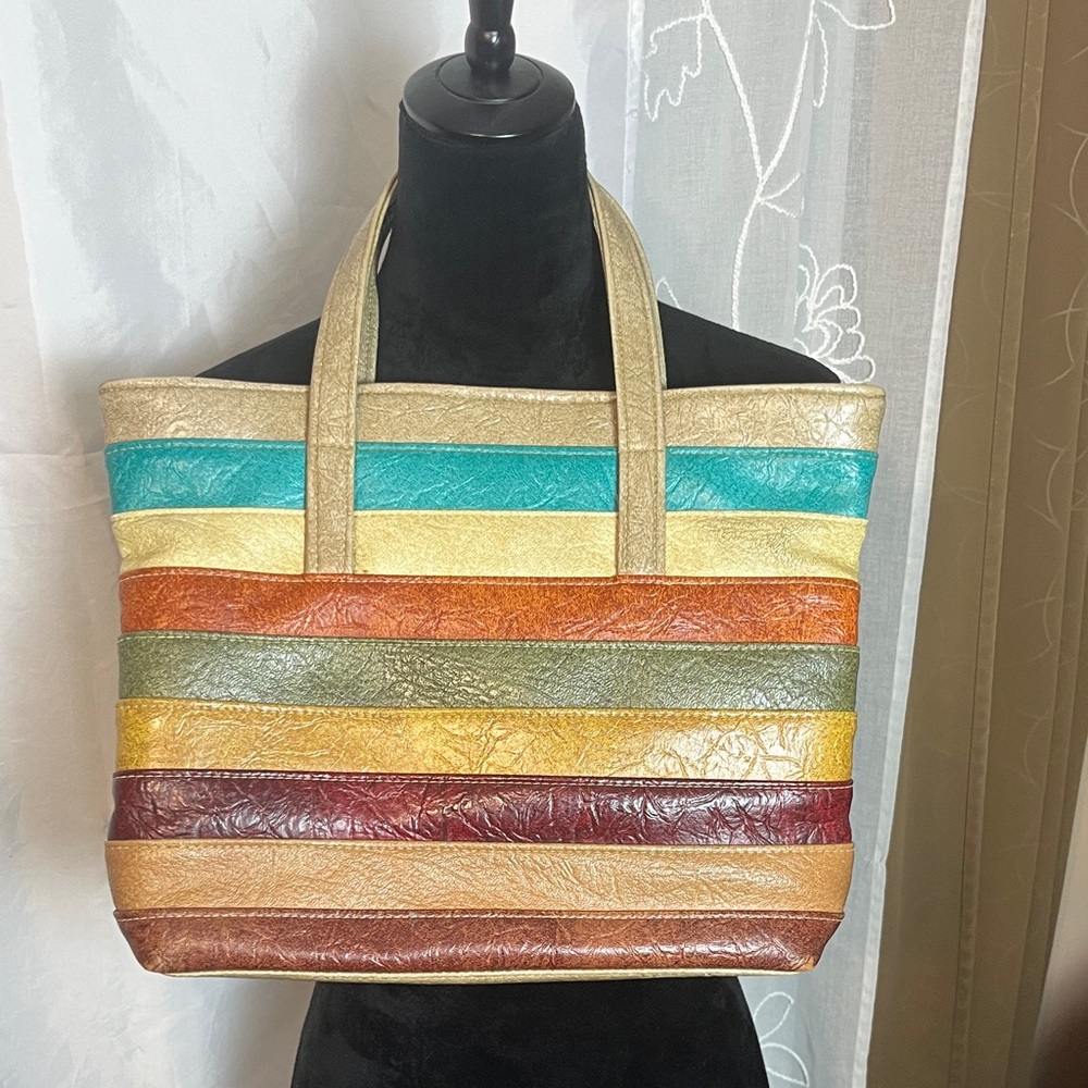 Elegant Multicolor Striped Tote Bag